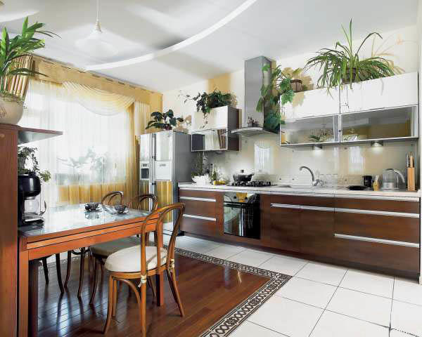 Кухня в частном доме, как правило, обаладает большим пространством и отличным освещением