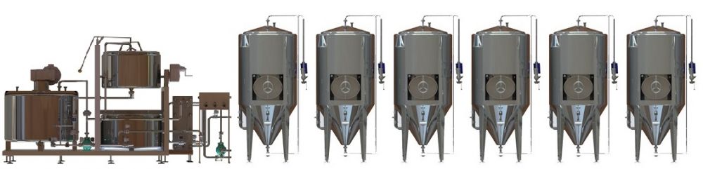 Линия производства пива - 500 литров в смену (две варки)