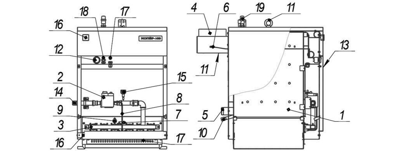 Схема котла Хопер-50 с Honeywell