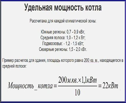 Формула расчета мощности котла