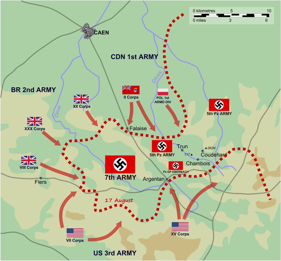 ​Фалезский «мешок», 17 августа 1944 года Источник – wikimedia.org - Фалезский «мешок» | Военно-исторический портал Warspot.ru